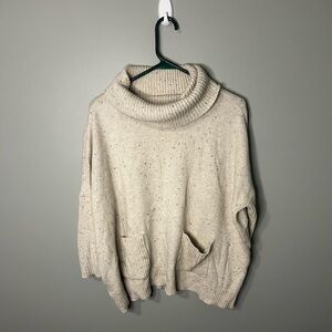 LOFT Speckled Cream Cowl Neck Sweater